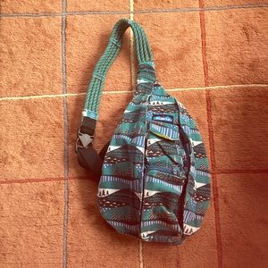Kavu bag in teal and turquoise with pine trees